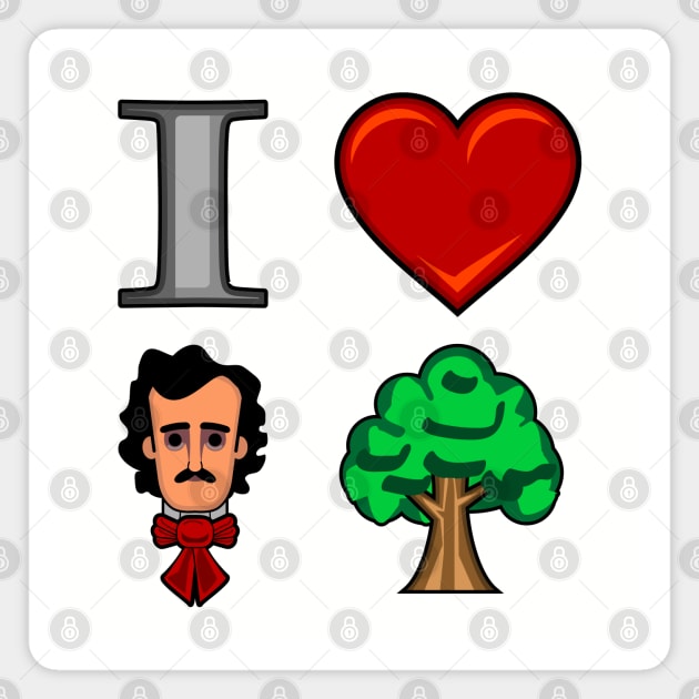 I Love Poe Tree Magnet by Markaneu